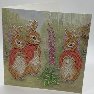 Beaded 3 Bunnies  Beatrix Potter Card