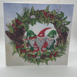 Beaded Dots Gnome Wreath Christmas Card