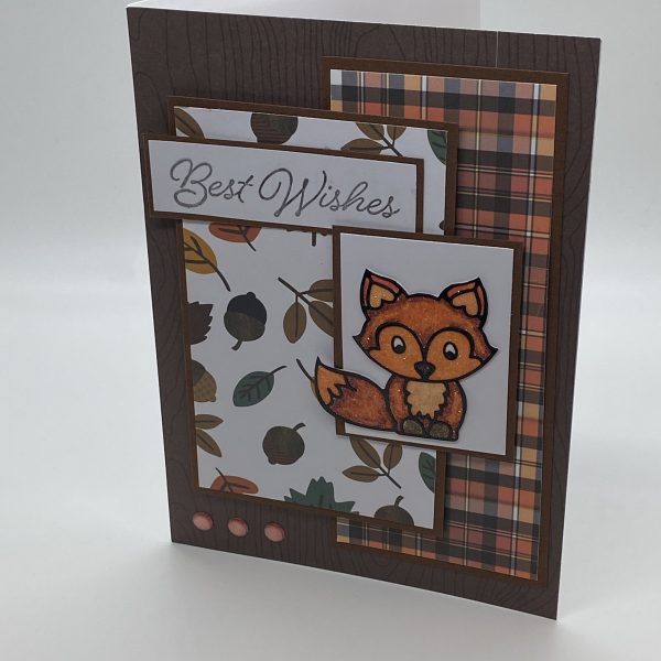 Best Wishes Glitter Fox Card