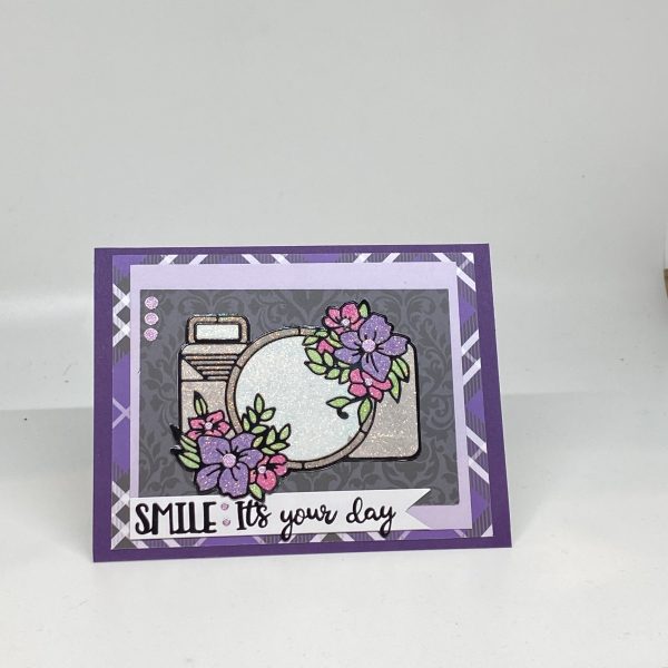 Camera Smile Glitter Card