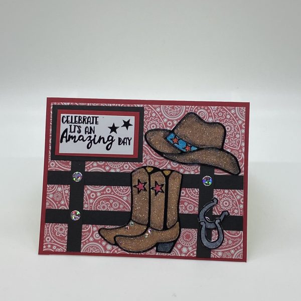 Celebrate Western Glitter Card