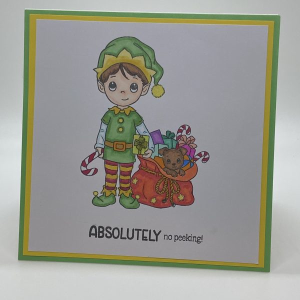 Absolutely No Peeking Hand Colored Card