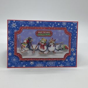 3D Skiing Penguins Card