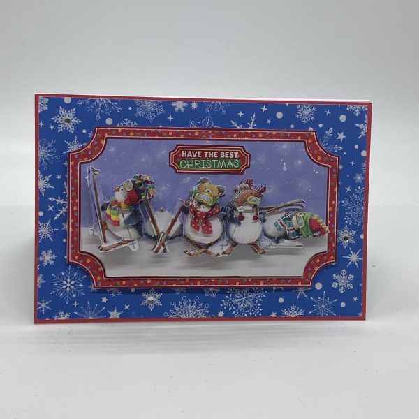 3D Skiing Penguins Card