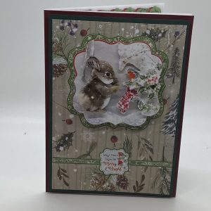 3D Bunny And Bird Christmas Card