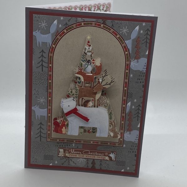 3D Stacked Animals Christmas Card