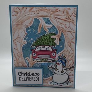 Christmas Delivered Embossed And Hand Colored Snowman Card