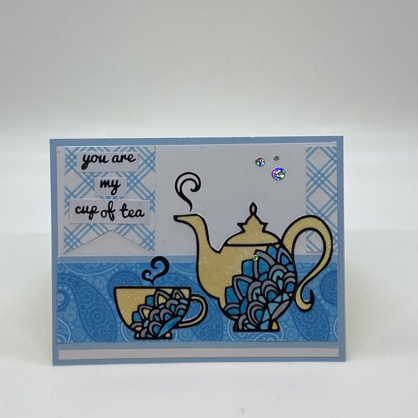 Cup Of Tea Glitter Card