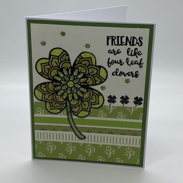 Friends Are Like Four Leaf Clovers Glitter Card