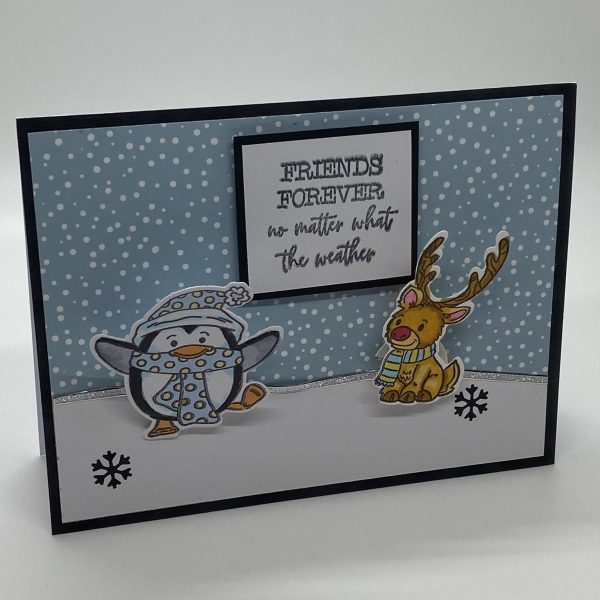 Friends Forever No Matter The Weather Hand Colored Bouncing Card