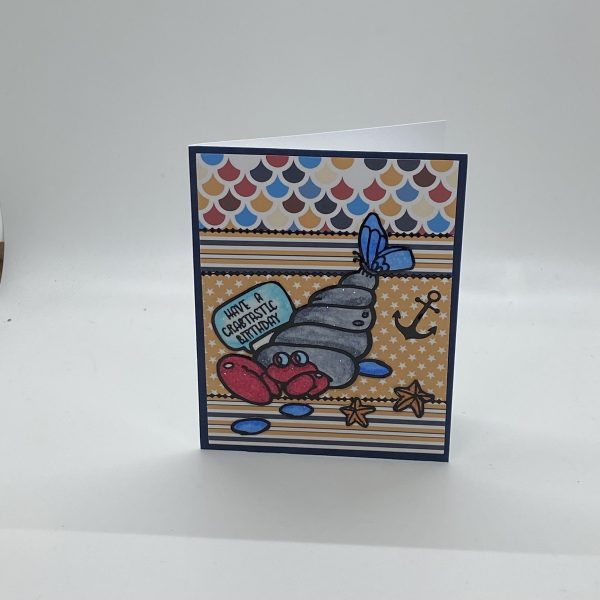 Crab In A Shell Glitter Card