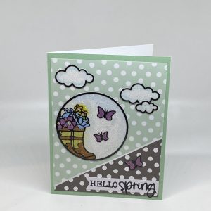 Gardening Boots Glitter Hello Card