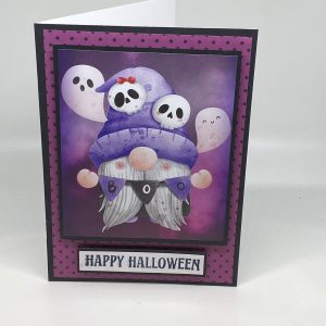 Ghosts And Skulls Gnome Halloween Card