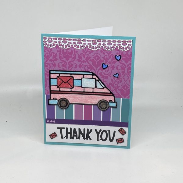 Glitter Mail Van Thank You Card