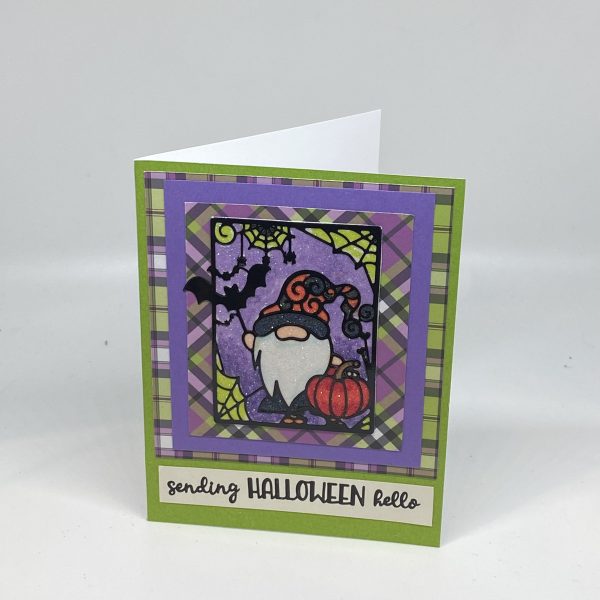 Glittery Gnome With Pumpkin Card