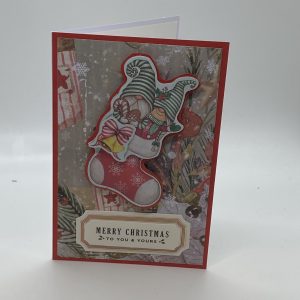 Gnomes In Stocking Christmas Card