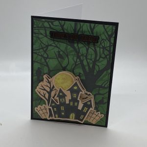 Black Haunted House Halloween Card