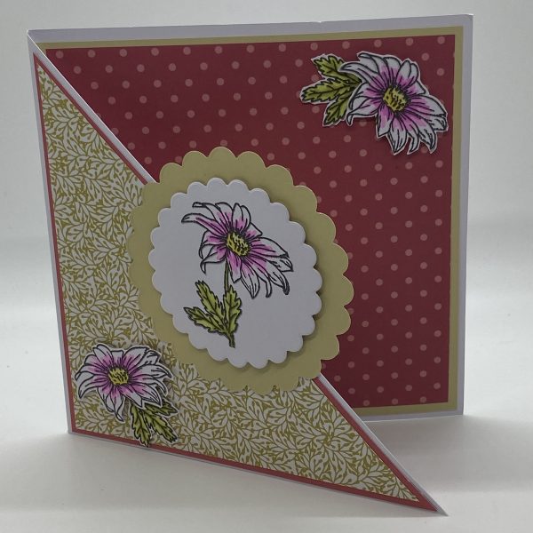 Hand Colored Floral Triangle Opening Card