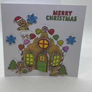 Hand Colored Peek A Boo Gingerbread House Card