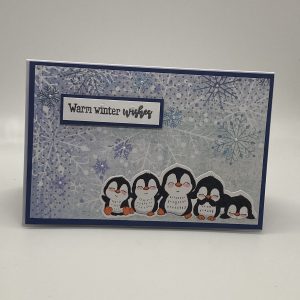 Hand Colored Penguins  Christmas Card