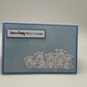 Hand Colored Polar bears Christmas Card