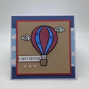 Happy Birthday Hot Air Balloon Glitter Card