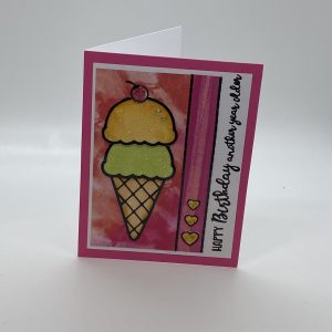 Happy Birthday Ice Cream Glitter Card