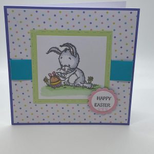 Happy Easter Bunny Hand Colored Card