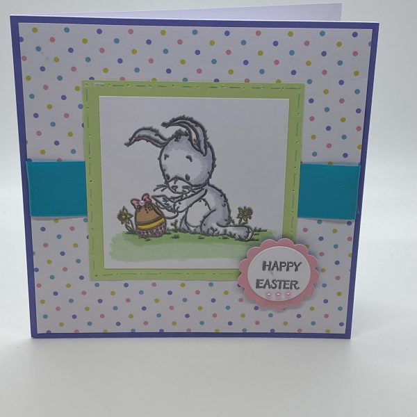 Happy Easter Bunny Hand Colored Card