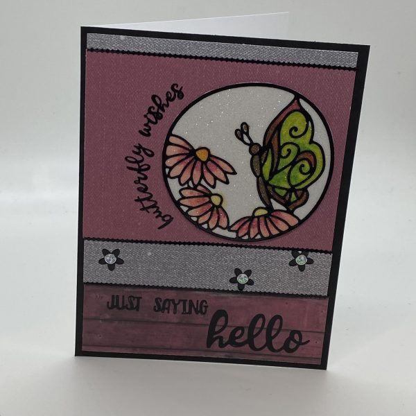 Hello Butterfly Glitter Card