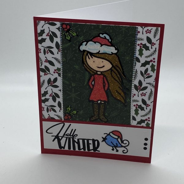 Hello Winter Glitter Card