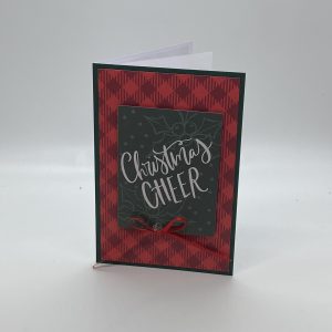 Holly and Red Plaid With White Script Card