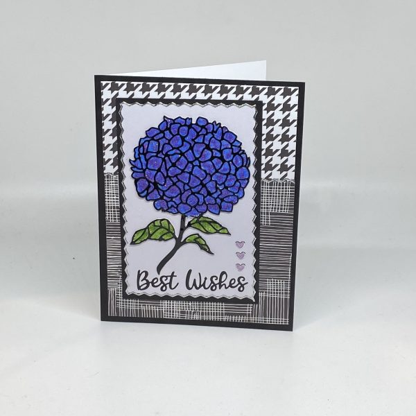 Hydrangea Glitter Best Wishes Card