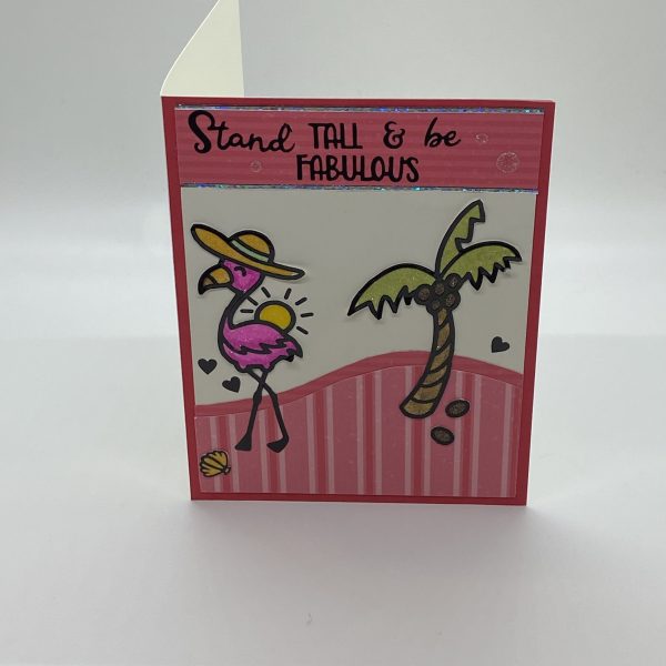 Be Fabulous Flamingo Glitter Card