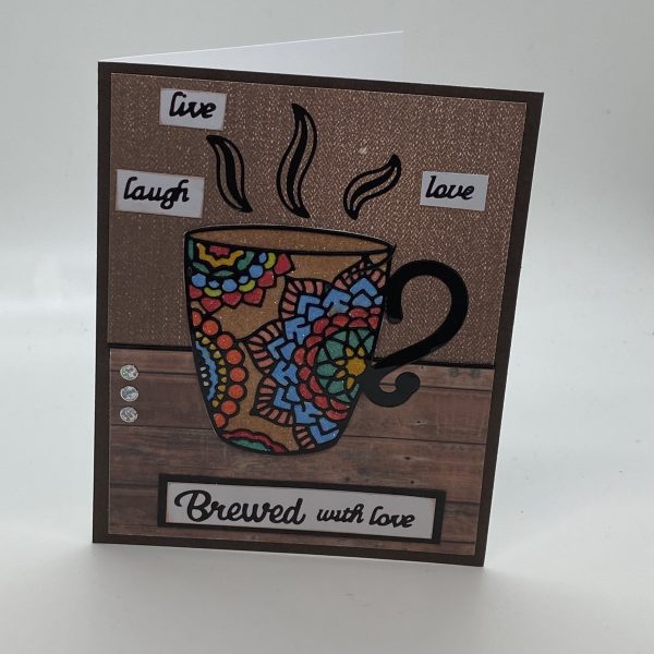 Brewed With Love Coffee Cup Glitter Card