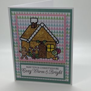 May Your Christmas Be Cozy Warm Hand Colored Glitter Card