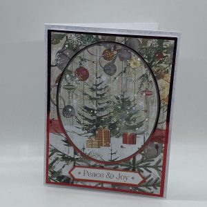 Oval Framed Rustic Tree With Presents Christmas Card