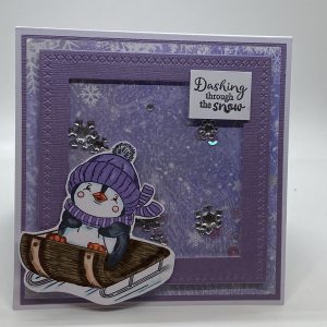 Penguin Sledding Shaker Card