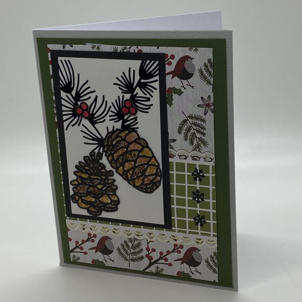 Pinecone Winter Glitter Card