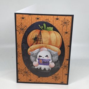 Pumpkin Gnome With Spider Halloween Card