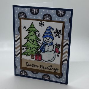 Season Greetings Hand Colored Glitter Card