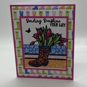 Sending Sunshine Your Way Hand Colored Glitter Card