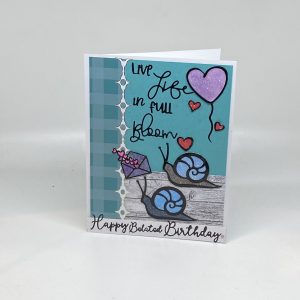 Snail Glitter Belated Birthday Card