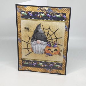 Spiders And Candy Gnome Halloween Card