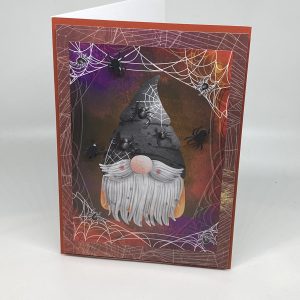 Spiders And Webs Gnome Halloween Card