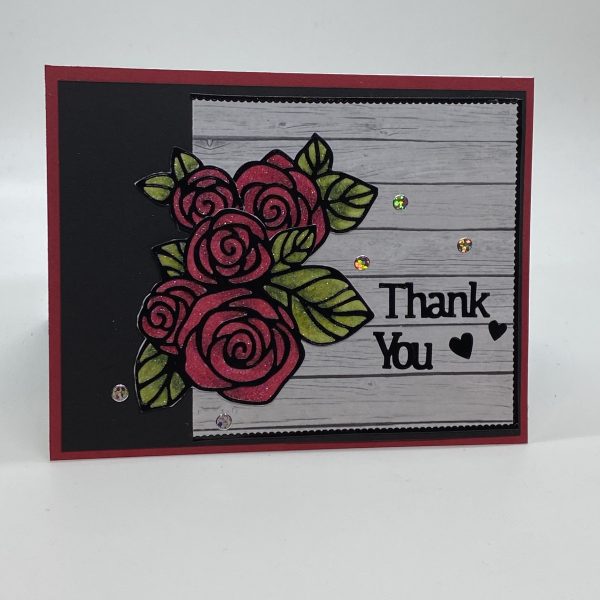 Thank You Rose Glitter Card