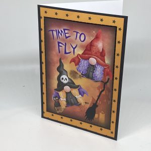 Time To Fly Gnome Halloween Card