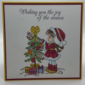 Wishing You The Joy Of The Season Hand Colored Card