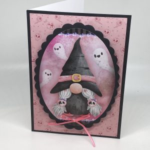 Witch Gnome Pink Halloween Card