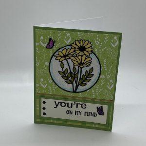 You're On My Mind Hand Colored Glitter Card